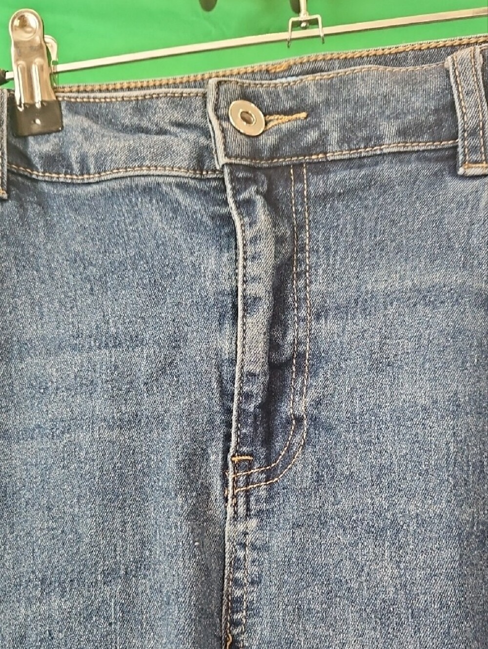 CeCe Dark Blue Ankle Crop Jeans with Button Cuff - Picture 4 of 12